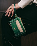 LAURA Croc Wristlet & Cardholder in Pine Green