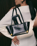 LAURA Croc Wristlet & Cardholder in Midnight