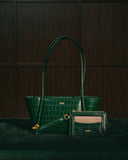 LAURA Croc Wristlet & Cardholder in Pine Green