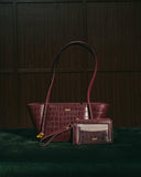 LAURA Croc Wristlet & Cardholder in Mahogany