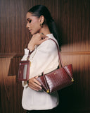 LAURA Croc Wristlet & Cardholder in Mahogany