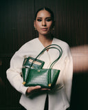 LAURA Croc Wristlet & Cardholder in Pine Green